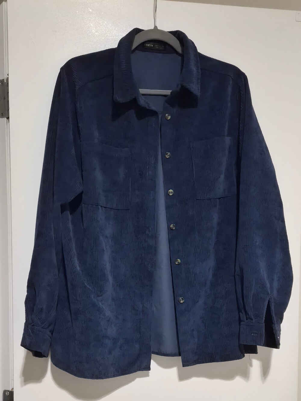 Navy Corduroy Button-Up Jacket